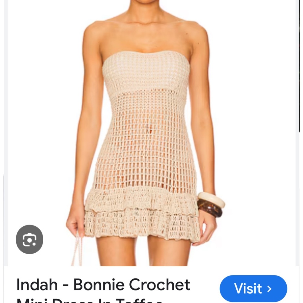 Indah Strapless Crochet Mini Dress